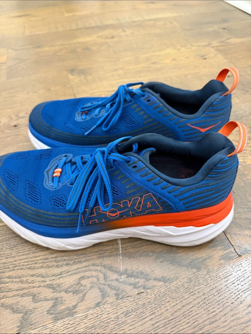 Hoka Blue and Orange Men's Athletic Running Shoes